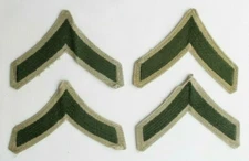 Lot of 4 US Marine Corps Private First Class (PFC) Khaki/Green Chevron