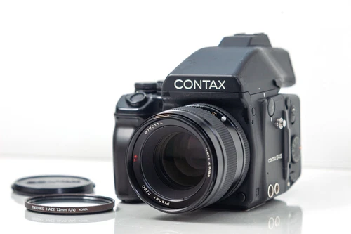 Contax 645 Medium Format Film Camera w/ Zeiss Planar 80mm T* F2 + MFB-1