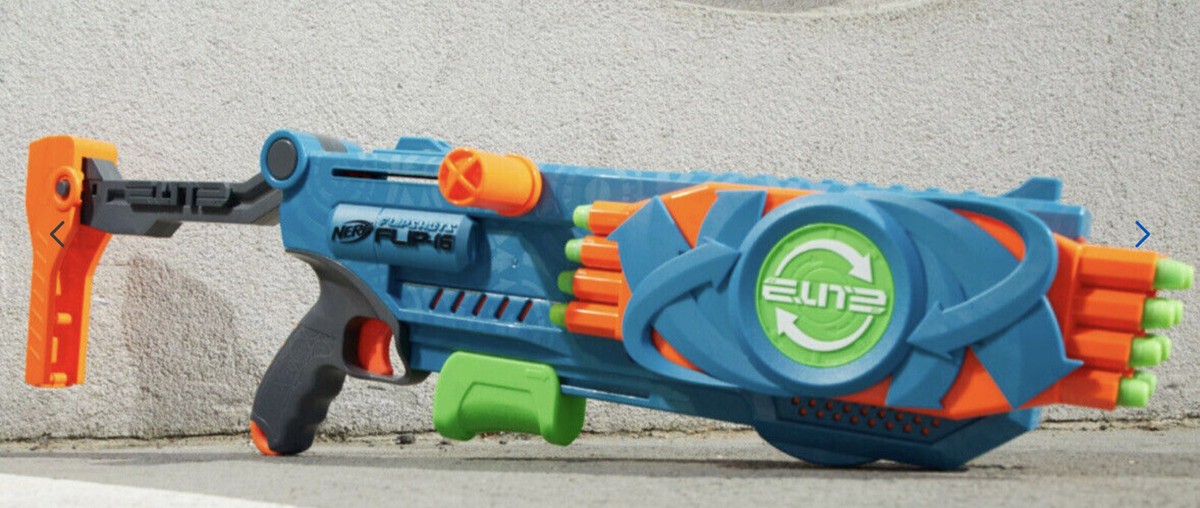 Nerf Elite 2.0 Flipshots Flip-16 – Lanzador Con 16 Cañones Y 16 Dardos, Dispara 1 O 2 Dardos A La Vez, Ideal Para Niños +8 Años