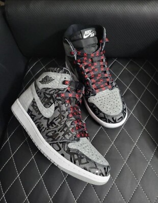 Jordan 1 Banned Rebellionaire X Flat Bred Black Red Flat Shoe Laces Shoelaces
