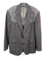 PENDLETON Western Blazer Men 44 Gray 100 Virgin Wool Elbow Patch Vintage USA
