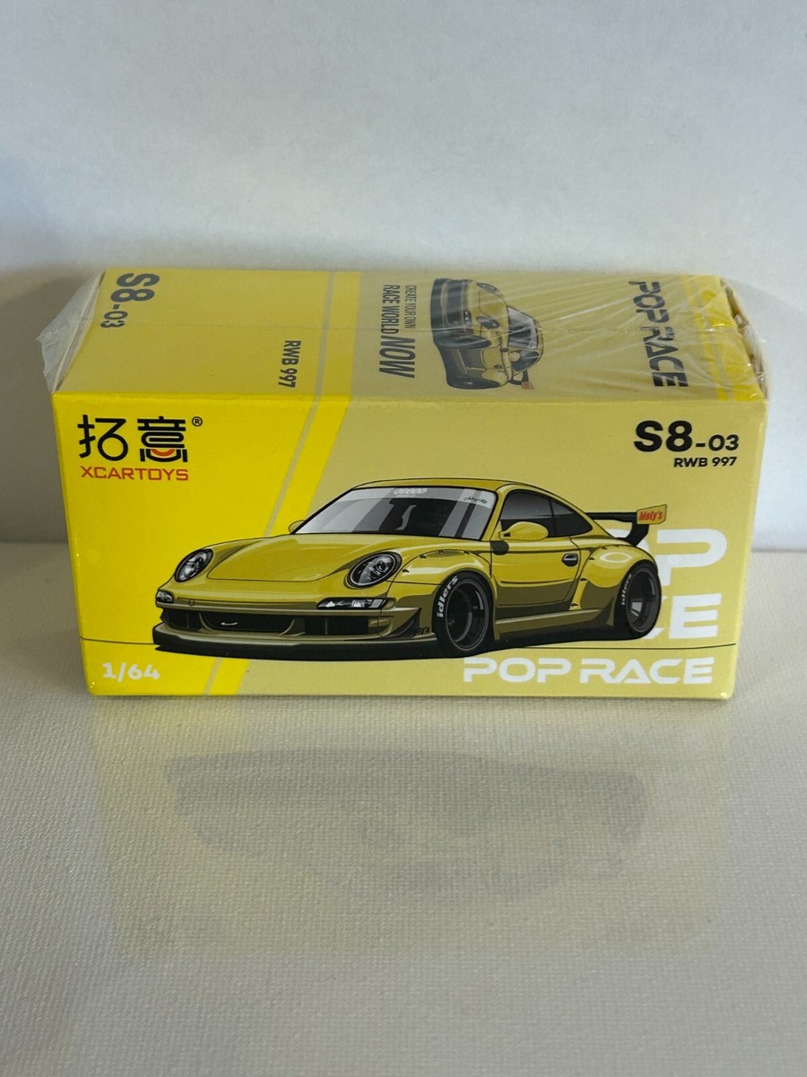XCARTOYS 2023 Porsche 997 RWB Yellow Diecast Car Model 1/64 Scale