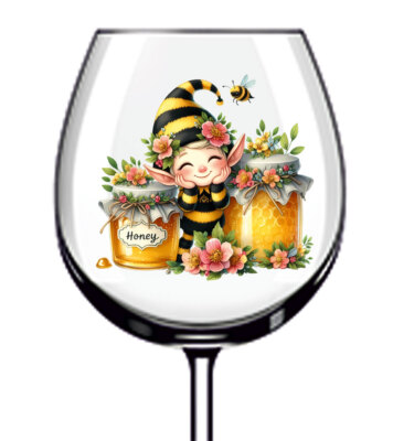 12x Honigbiene Elfe Blume bunt Weinglas Flasche Becher Vinyl Aufkleber Abziehbild