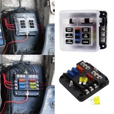 6 Way 12V-24V Car Power Distribution Blade Fuse Holder Box Block Panel Fuses
