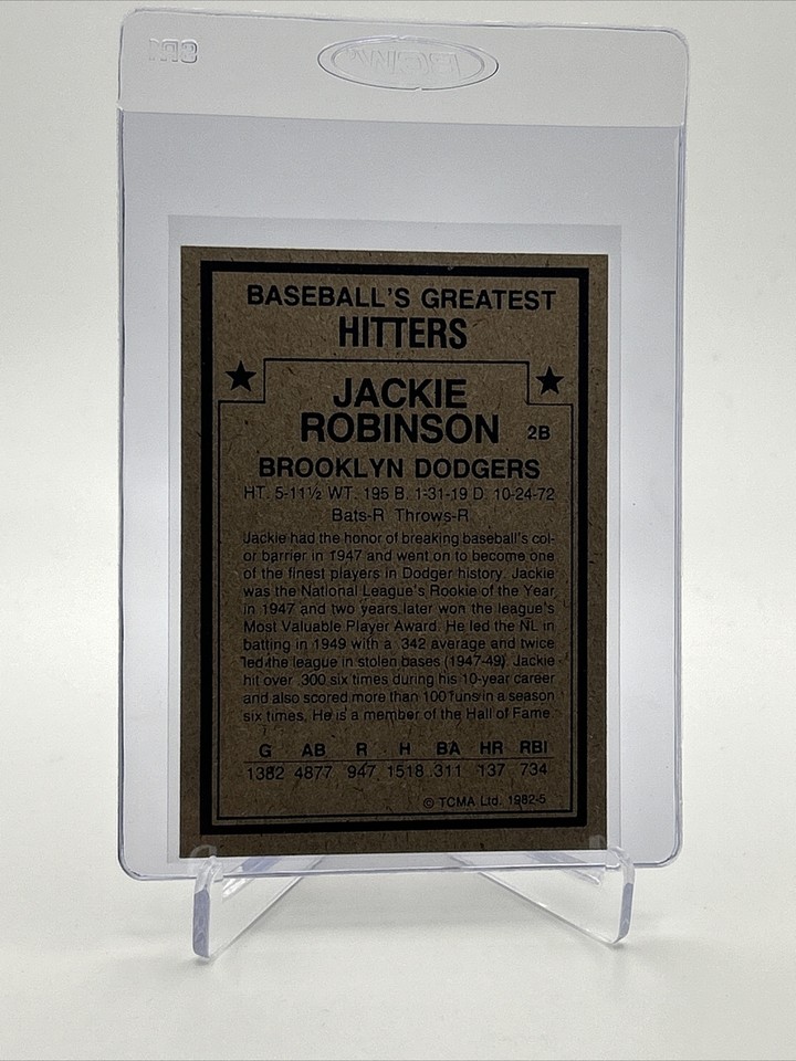 1982 TCMA Greatest Hitters Jackie Robinson Baseball Card 5 Mint FREE