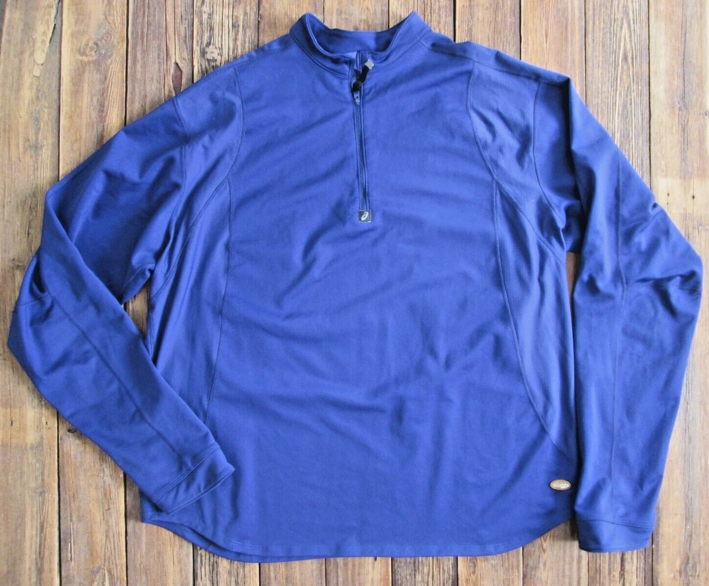 Asics Duo Tech Men's Shirt XL 1/4 Zip Blue Pullover Semi-Fitted Active USA Made