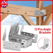 Galvanised Metal Corner Angle Brackets Steel Heavy Duty Braces L-90 Degree 12PCS