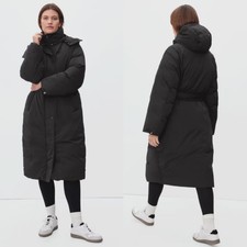 Everlane The Duvet Puffer Full Zip Coat Black Women's Xs Nwt Long Belted Pockets