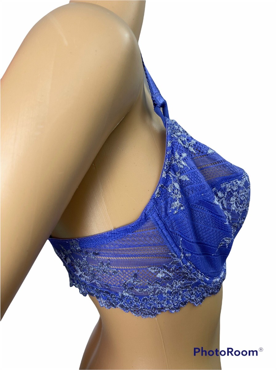 Wacoal 65191 Unlined Underwire Soft Cups Purple Silver Embroidery