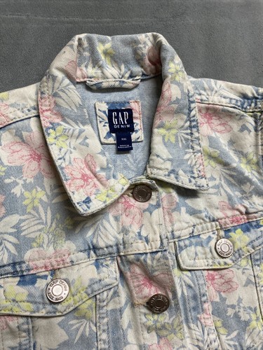 NWT Gap Kids Girls Denim Vest XXL 14-16 Floral Sleeveless Jean Jacket Button - Picture 5 of 18