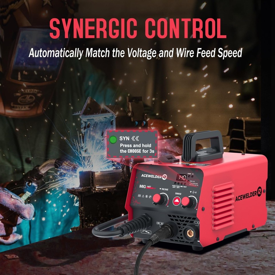 140A Gasless Flux Core MIG Welder/Lift TIG/Stick 3 in 1 Welding Machine ...