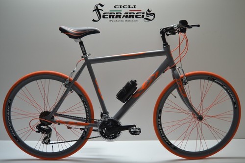 bici ibrida 28 grigio arancio bicicletta ibrida bici corsa totalmente  personaliz | eBay
