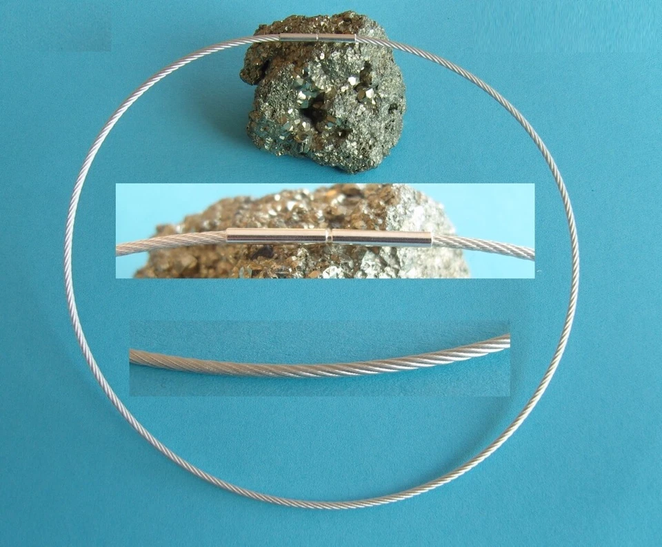 Edelstahl Halsreif 1 mm Draht Collier Bajonett Halskette Juwelierqualität TOP - Bild 3 von 3