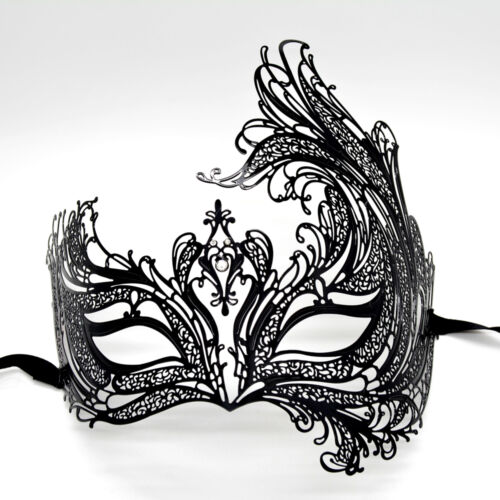 Couple Men Women Black Laser Cut Filigree Roman Greek Venetian Masquerade Mask - Picture 2 of 3