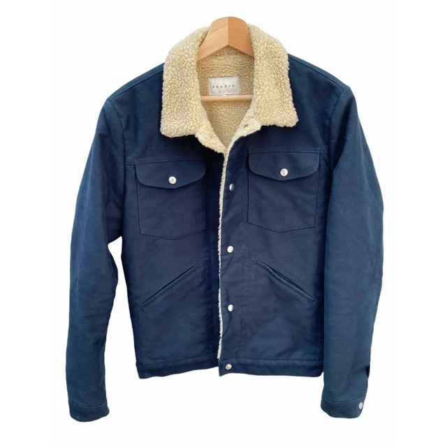 Sandro Navy Shearling Jacket Fully lined Size S
