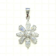Exquisite CZ SNOWFLAKE PENDANT Radiant Cubic Zirconia Stones 925 STERLING SILVER