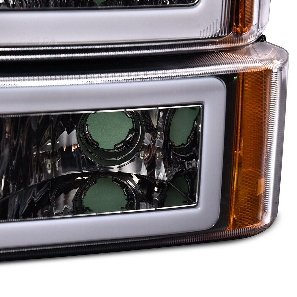 Smoked LED DRL Bumper Lamps For 2003-2007 Chevy Silverado & Avalanche - Halogen Headlight Models