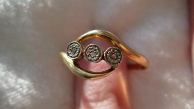 Bague Alliance Or 18K Jaune Et Blanc – Diamants – Taille 68 – Vintage Et Raffinée