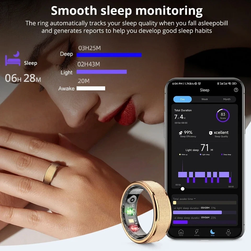 R10 Smart Ring with Charging Case for Men Women, Health and Sleep Monitor, 5ATM - Image 3 of 4
