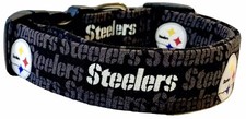 Black Pittsburgh Steelers Mini Logos Handmade Dog Collar