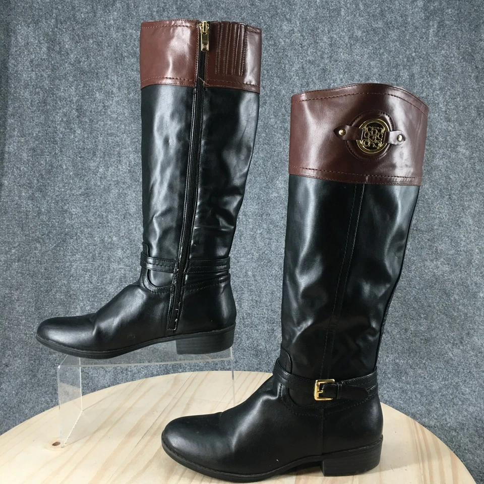 Женские сапоги Liz Claiborne высотой 8 M для верховой езды из черной кожи на боковой молнии на кубинских каблуках - Изображение 2 из 4