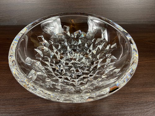 Gorgeous Heavy Lead Crystal Katarina Witt Centerpiece Bowl Rock Cut Ice Texture - Picture 8 of 10