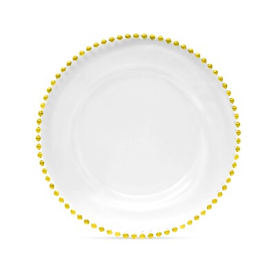 Trimming Shop Decorative Charger Plates - 33cm Gold Glass Plates For Weddings, Parties, Set Of 12