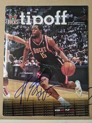 John Salmons Signed Autograph Bucks Program Tipoff Kings Bulls FEAR THE DEER