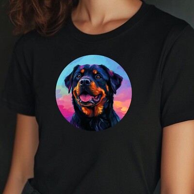 Women's Rottweiler Portrait Motif Cotton T-Shirt Size XS to 3XL