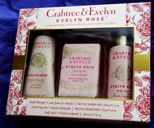 CRABTREE & EVELYN Evelyn Rose HAND THERAPY Bar Soap & BODY MIST Gift Set BOXED