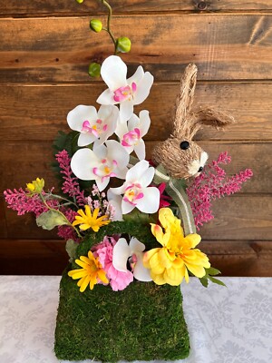 Silk flower arrangements centerpiece, Spring Bunny, Home decoration