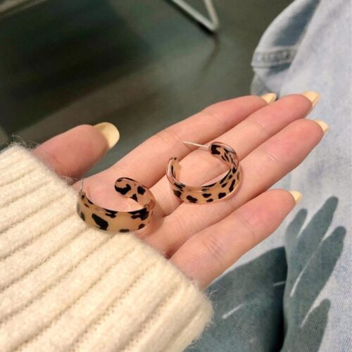 Pendientes de aro geométrico de acrílico con patrón de leopardo de moda para mujer 1-59 - Imagen 2 de 10