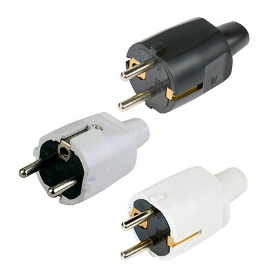 Hochwertige Schukostecker Stromstecker IP 20 PVC Schuko Netzstecker 250V / 16A