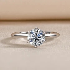 1.5ct Moissanite Solitaire 925 Sterling Silver Engagement Ring Size 3-12 Ss0415