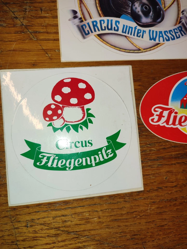 3 Aufkleber Circus Fliegenpilz unter Wasser Cirque Circo Zirkus Souvenir Schweiz - Bild 3 von 4