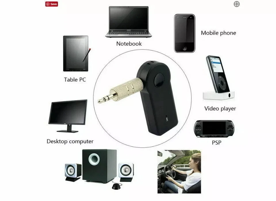 New Wireless Bluetooth 3.5mm AUX Audio Stereo Music Home Car Receiver Adapter - Image 2 of 4