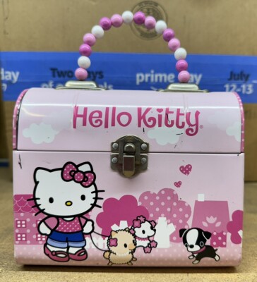 SANRIO 1976 2007 HELLO KITTY Pink Metal TIN BOX Carrying CASE