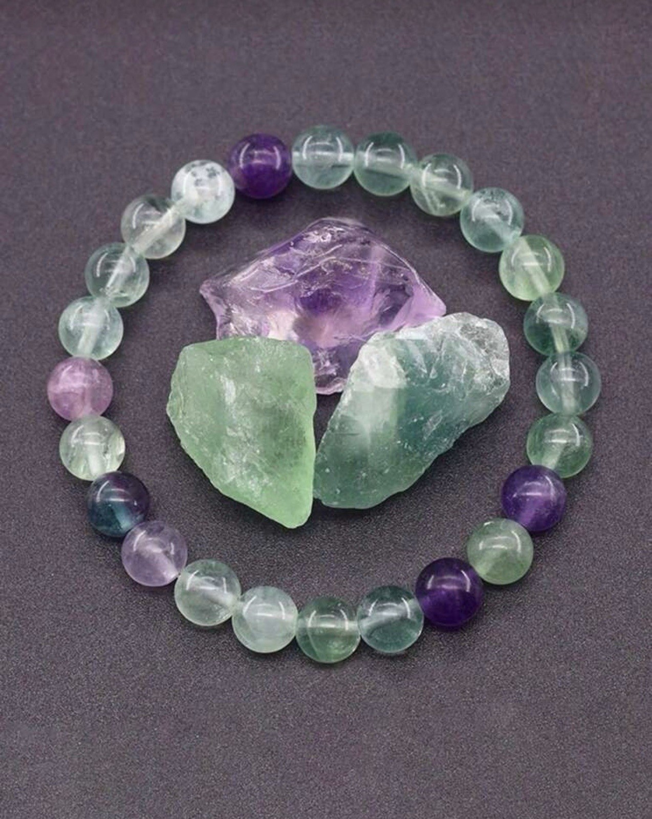 Bracelet en fluorite de 8mm pour harmoniser l'esprit et la concentration