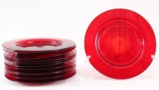 RARE 12 Antique Signed STEUBEN Cardinal/Selenium Red Art Glass 8.5inch Plates