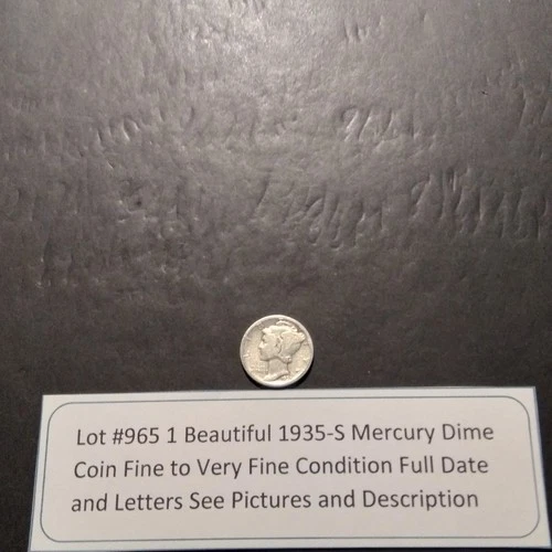 Lot #965 One Beautiful 1935-S Mercury Dime F-VF See Pictures Description of Coin