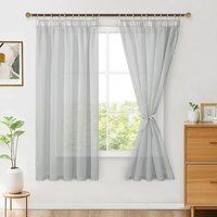 Hiasan 2Er Set Sheer Voile Gardinen VorhäNge Gardine Wohnzimmer Mit KräUselband