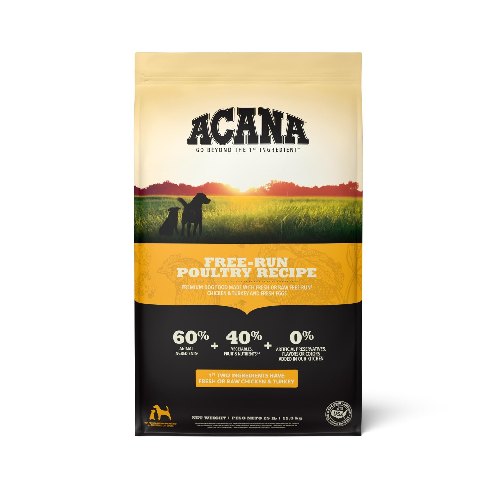 ACANA Grain Free Dry Dog Food Free Run Poultry Recipe 25lb Bag