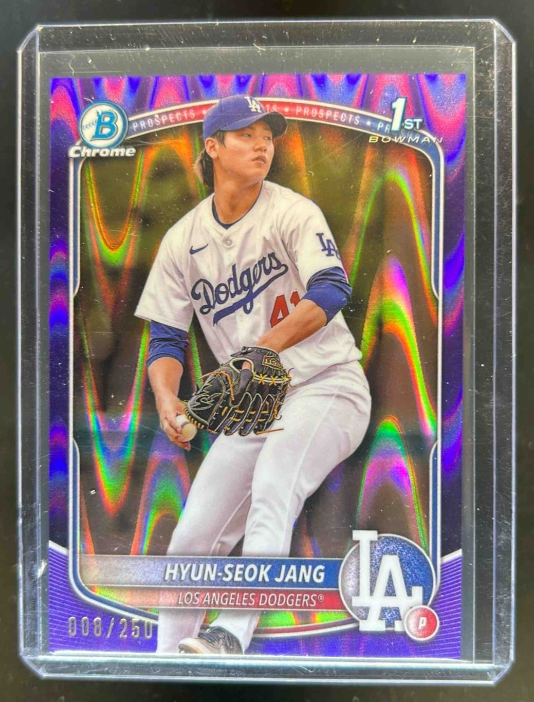 2025 Bowman Hyun-Seok Jang Chrome Purple Raywave Refractor 1st Prospect #8/250