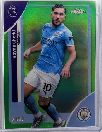 Rayan Cherki - 2025-26 Topps Chrome Premier League - Green 34/99 - Man City