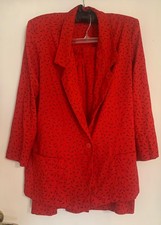 Vintage 80s Women  s Large Red Power Suit Skirt and Jacket Set by  Siblings  