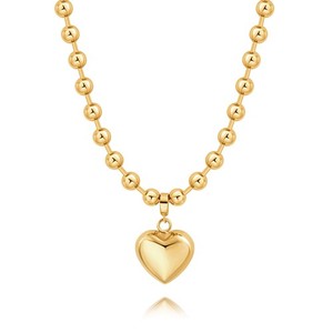 Authentic 18K Gold Plated Pendant Necklace Puffy Heart Pendant Necklace Chunky Satellit...