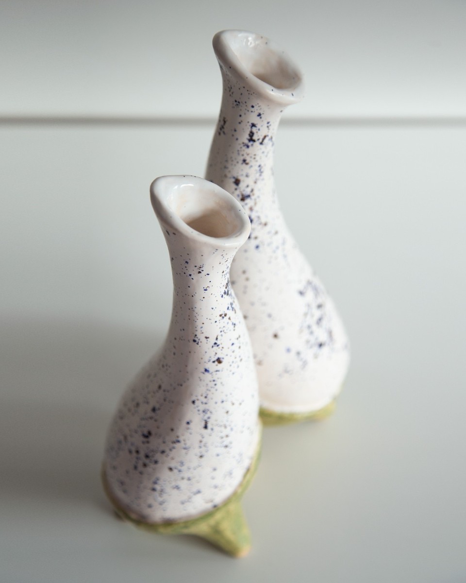 Artisan Sculptural Flover Vases, Unique Ceramic Decoration View 4