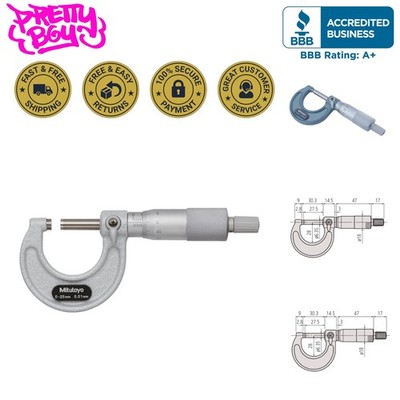 0-25mm Outside Micrometer with ±0.002mm Accuracy - Durable Stainless Steel
