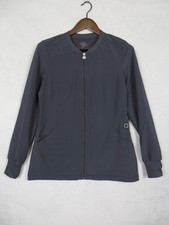 Cherokee Infinity Scrub Jacket Womens Small Gray Zip Front Warmup Pockets Nurse