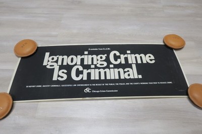 Used CTA Chicago Transit EL Train Chicago Crime Commission Ad Carcard 1980s